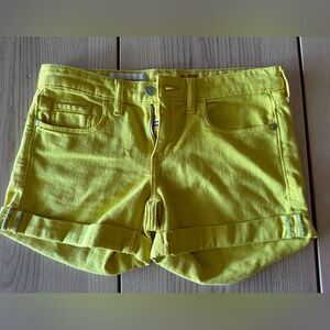 Anthropologie Pilcro & the Letterpress rolled yellow denim shorts size 26